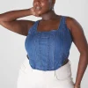Knit Tops^Lane Bryant Fitted Crop Sleeveless Bodice Chambray