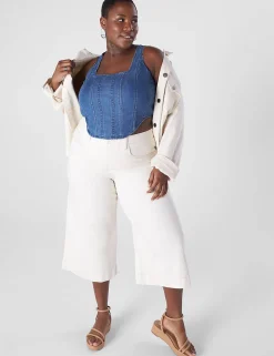 Knit Tops^Lane Bryant Fitted Crop Sleeveless Bodice Chambray