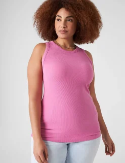The Tee Shop^Lane Bryant Fitted High-Neck Rib Tank Fiji Flower