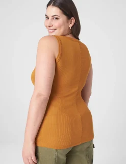 Knit Tops^Lane Bryant Fitted High-Neck Rib Tank Cathay Spice