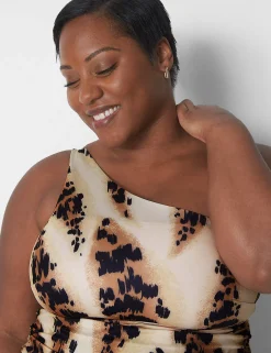 Swim Tops^Lane Bryant Fitted No-Wire One-Shoulder Swim Tankini Sand Dollar Animal