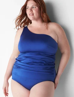 Swim Tops^Lane Bryant Fitted Shimmer No-Wire Swim Tankini Top Mazarine Blue