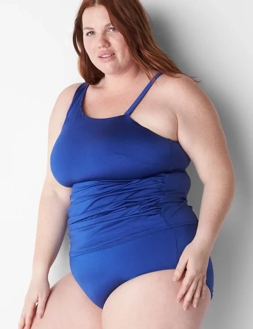 Swim Tops^Lane Bryant Fitted Shimmer No-Wire Swim Tankini Top Mazarine Blue