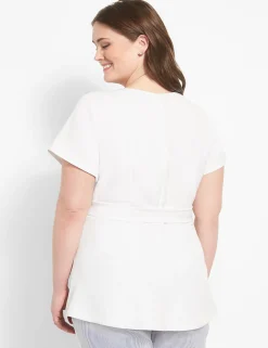 Lena^Lane Bryant Fitted Short-Sleeve Crew-Neck Lena Top Ivory Rose