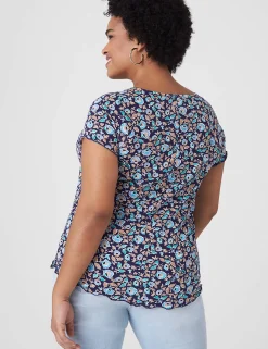 Knit Tops^Lane Bryant Fitted Square-Neck Tee Blush Floral