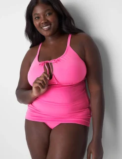 Swim Tops^Lane Bryant Fitted Tie-Neck No-Wire Swim Tankini Top Sugar Plum