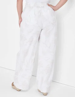 Wide Leg^Lane Bryant Floral Print Soft Wide Leg Pant White Floral