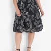Work Versatile^Lane Bryant Flounce Eyelet Skirt Black Leaf