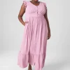 Casual^Lane Bryant Flutter-Sleeve Button-Front Maxi Dress Mauve Orchid