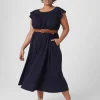 Casual^Lane Bryant Flutter-Sleeve Crew-Neck Dress Maritime Blue