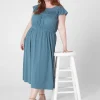 Fit & Flare^Lane Bryant Flutter-Sleeve Crew-Neck Dress North Atlantic Green