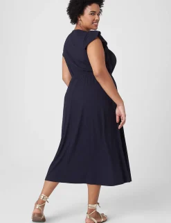 Casual^Lane Bryant Flutter-Sleeve Crew-Neck Dress Maritime Blue
