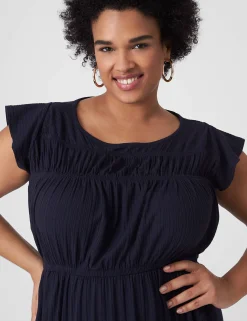 Casual^Lane Bryant Flutter-Sleeve Crew-Neck Dress Maritime Blue