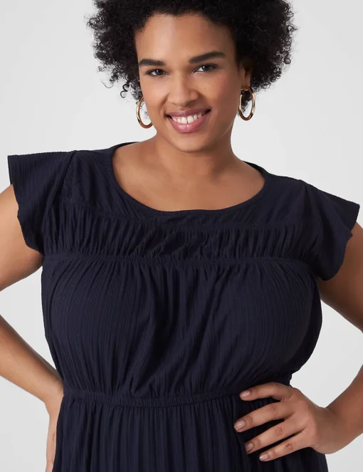 Casual^Lane Bryant Flutter-Sleeve Crew-Neck Dress Maritime Blue