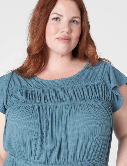 Fit & Flare^Lane Bryant Flutter-Sleeve Crew-Neck Dress North Atlantic Green