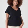 Knit Tops^Lane Bryant Flutter-Sleeve Embroidered Tee Black