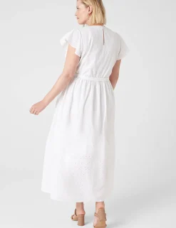 Occasion^Lane Bryant Flutter-Sleeve Eyelet Maxi Dress White