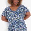 The Tee Shop^Lane Bryant Flutter-Sleeve Smocked Tee Erica Floral