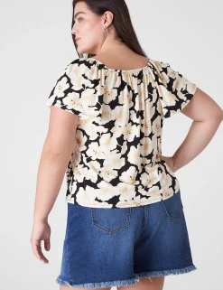Knit Tops^Lane Bryant Flutter-Sleeve Square-Neck Knit Top Elegant Floral