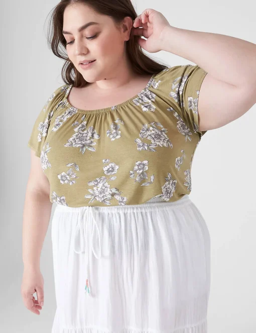 Knit Tops^Lane Bryant Flutter-Sleeve Square-Neck Knit Top Femme Floral