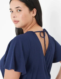 Jumpsuits & Rompers^Lane Bryant Flutter-Sleeve Surplice-Back Romper Maritime Blue