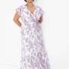 Maxi & Midi^Lane Bryant Flutter-Sleeve Surplice-Neck Maxi Dress Martha Paisley