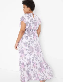 Date Night^Lane Bryant Flutter-Sleeve Surplice-Neck Maxi Dress Martha Paisley
