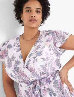 Maxi & Midi^Lane Bryant Flutter-Sleeve Surplice-Neck Maxi Dress Martha Paisley
