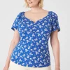 Knit Tops^Lane Bryant Flutter-Sleeve Sweetheart-Neck Top Melody Floral