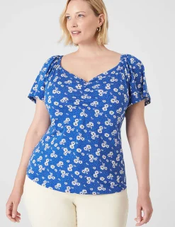 Knit Tops^Lane Bryant Flutter-Sleeve Sweetheart-Neck Top Melody Floral