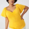 Knit Tops^Lane Bryant Flutter-Sleeve Sweetheart-Neck Top Citrus