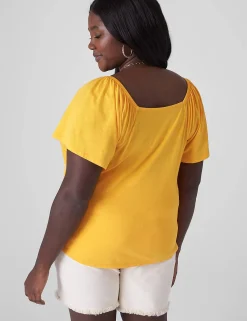 Knit Tops^Lane Bryant Flutter-Sleeve Sweetheart-Neck Top Citrus