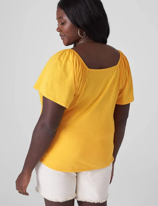 Knit Tops^Lane Bryant Flutter-Sleeve Sweetheart-Neck Top Citrus
