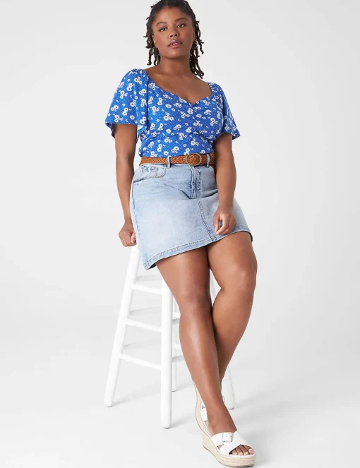 Knit Tops^Lane Bryant Flutter-Sleeve Sweetheart-Neck Top Melody Floral