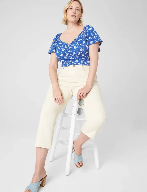 Knit Tops^Lane Bryant Flutter-Sleeve Sweetheart-Neck Top Melody Floral