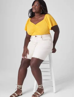 Knit Tops^Lane Bryant Flutter-Sleeve Sweetheart-Neck Top Citrus
