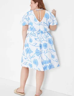 Fit & Flare^Lane Bryant Flutter-Sleeve Tie-Back Dress Alexis Floral