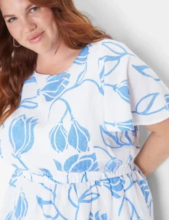 Fit & Flare^Lane Bryant Flutter-Sleeve Tie-Back Dress Alexis Floral