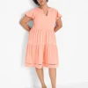 Casual^Lane Bryant Flutter-Sleeve Tiered Swing Dress Desert Flower