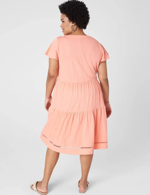 Casual^Lane Bryant Flutter-Sleeve Tiered Swing Dress Desert Flower
