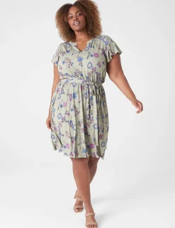 Swing Dresses^Lane Bryant Flutter-Sleeve V-Neck Knit Swing Dress Batik Floral