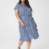 Work Versatile^Lane Bryant Flutter-Sleeve V-Neck Knit Swing Dress Shibori Diamond