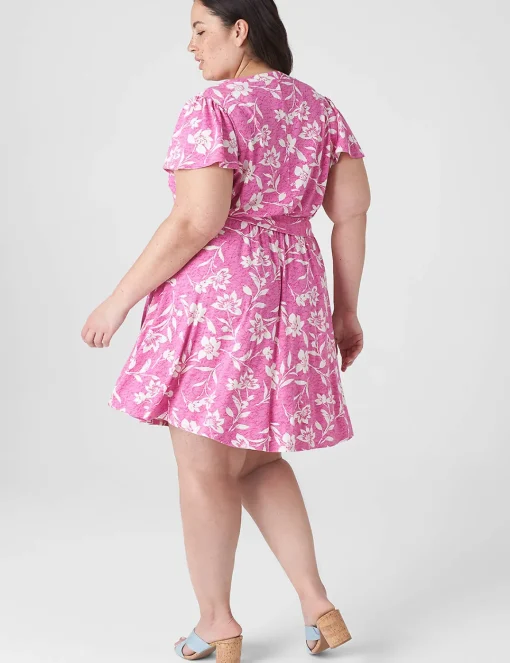 Maxi & Midi^Lane Bryant Flutter-Sleeve V-Neck Knit Swing Dress Cabo Flower
