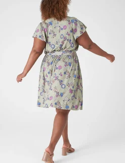 Swing Dresses^Lane Bryant Flutter-Sleeve V-Neck Knit Swing Dress Batik Floral