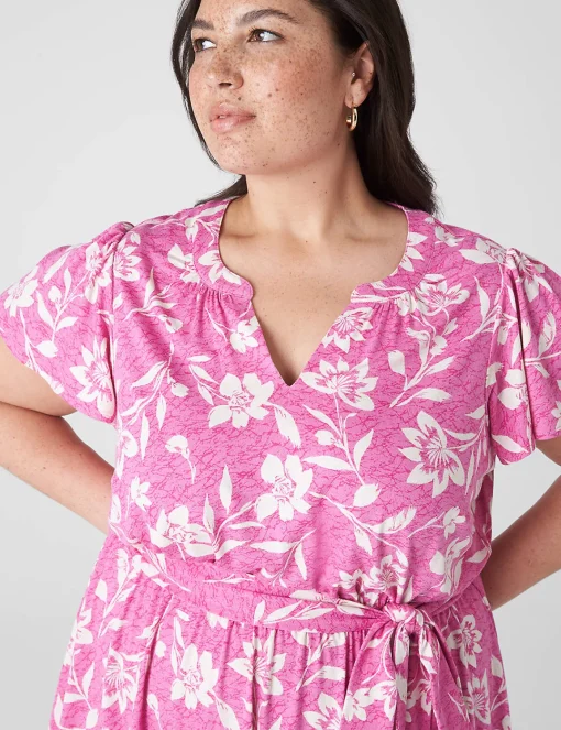 Maxi & Midi^Lane Bryant Flutter-Sleeve V-Neck Knit Swing Dress Cabo Flower