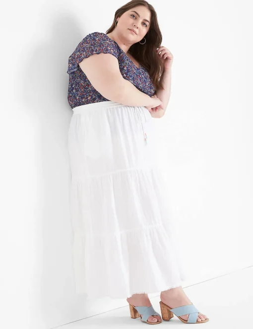 The Tee Shop^Lane Bryant Flutter-Sleeve V-Neck Mesh Tee Mia Floral
