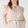 Knit Tops^Lane Bryant Flutter-Sleeve Woven-Front Knit Top Cynthia Floral