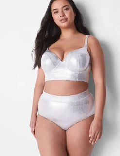 Swim Bottoms^Lane Bryant Foil Swim Brief Silver Animal Foil