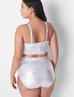 Swim Bottoms^Lane Bryant Foil Swim Brief Silver Animal Foil