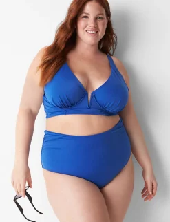 Swim Bottoms^Lane Bryant Foldover-Waist High-Leg Swim Brief Beaucoup Blue